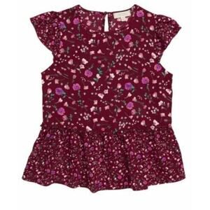 Walking on Sunshine Girls Mixed Floral Flutter Sleeve Top Large MSRP $46